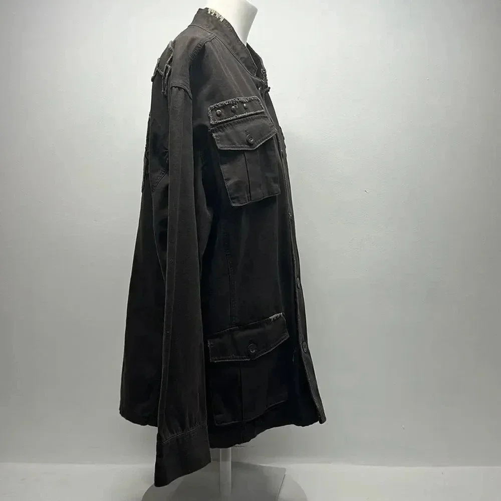 Rebel Spirit Military Jacket Coat Medieval Knight Horse Button Down Plus Sz 3XL